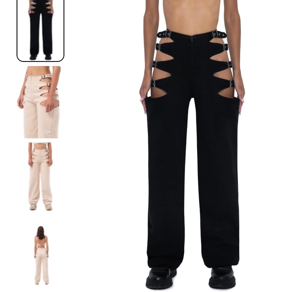 Edgy Black Cut-Out Women’s Flare Jeans